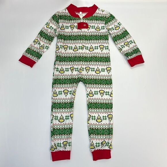 Dr. Seuss Grinch Christmas Toddler Red Green White Footless Sleeper Size 2 - Picture 1 of 7